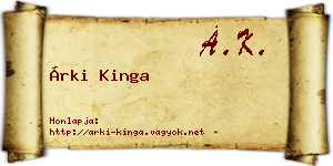 Árki Kinga névjegykártya