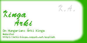kinga arki business card